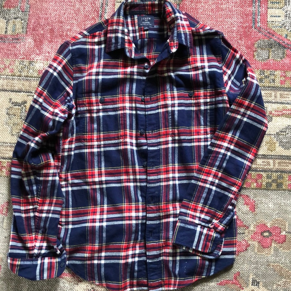 J. Crew Red and Blue Plaid Casual Button Down Shirt